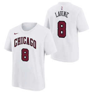 Kids' Chicago Bulls Zach LaVine #8 2022 City Edition Name & Number Nike T-Shirt Medium White
