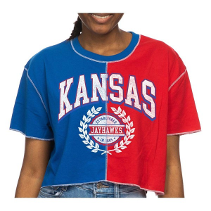 Kansas Jayhawks ZooZatZ Women's Color Block T-Shirt XLarge Royal/Red
