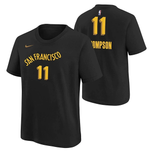 Kids' Golden State Warriors Klay Thompson #11 2023 City Edition Name & Number Nike T-Shirt XLarge Black