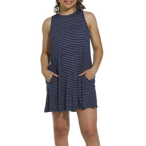 Women's Lagaci Stripes To Summer Dress Swim Cover Up Small Navy