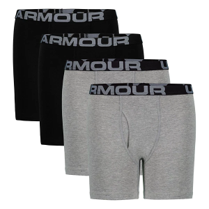 Boys' Under Armour Printed Boxer Briefs Underwear 4 Pack Small Mod Grey Heather