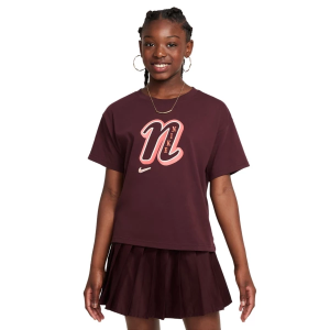 Girls' Nike Sportswear Star Drop Shoulder T-Shirt Medium Burgundy Crush