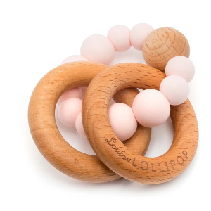 Loulou Lollipop Bubble Silicone and Wood Rattle Teether