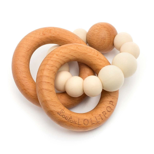 Loulou Lollipop Bubble Silicone and Wood Rattle Teether