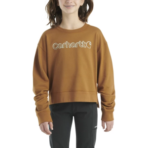 Girls' Carhartt Logo Crewneck Sweatshirt Small Carhartt Brown