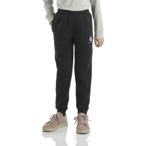 Girls' Carhartt Elastic Waistband Fleece Logo Joggers 6Y Caviar Black Regular