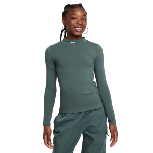Girls' Nike Sportswear Long Sleeve T-Shirt Medium Vintage Green/White