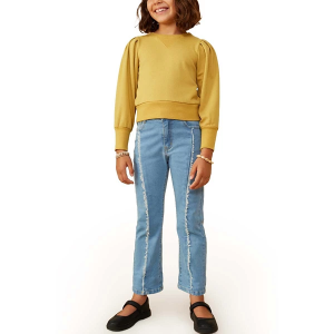 Girls' Hayden Pullover Sweater Pleated Shoulder Large Mustard