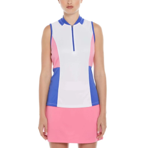 Women's PGA Tour Color Block Sleeveless Polo XSmall Bright White