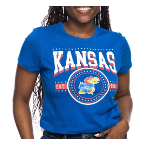 Kansas Jayhawks ZooZatZ Women's Bling T-Shirt Medium Royal