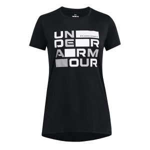 Girls' Under Armour Tech Block Logo T-Shirt XSmall Black/White