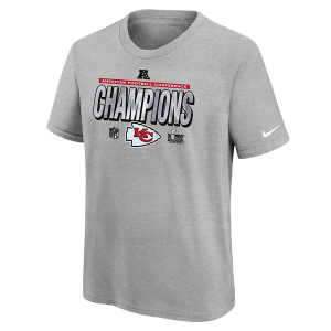 Kids' Kansas City Chiefs Nike AFC Conference Champions Trophy T-Shirt 7 Grey Heather
