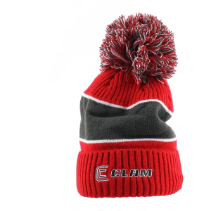 Clam Pom Ice Fishing Beanie One Size Red
