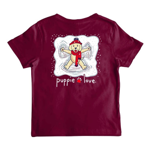 Kids' Puppie Love Snow Angel Pup T-Shirt Medium Maroon