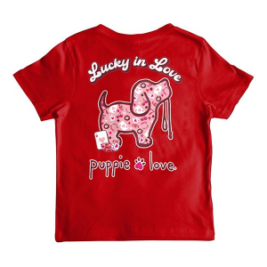 Kids' Puppie Love Lucky In Love T-Shirt Small Red