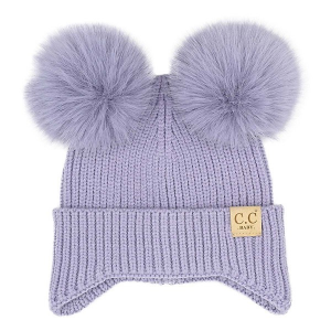 Girls' C.C Tonal Double Pom Beanie Baby One Size Lavender