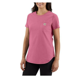 Women's Carhartt Force Relaxed Fit Midweight Pocket T-Shirt Small Woodrose