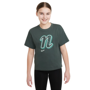 Girls' Nike Sportswear Star Drop Shoulder T-Shirt Small Vintage Green