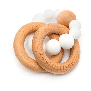 Loulou Lollipop Bubble Silicone and Wood Rattle Teether