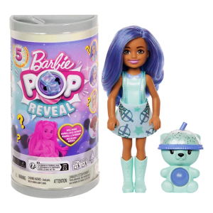 Barbie Chelsea Pop Reveal Bubble Tea Series Doll in Tea Can-Inspired Package With 5 Surprises