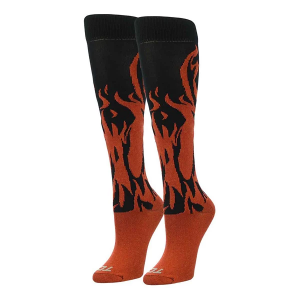 Men's TCK Krazisox Flames Knee Knee High Soccer Socks Medium Black/Orange Singles