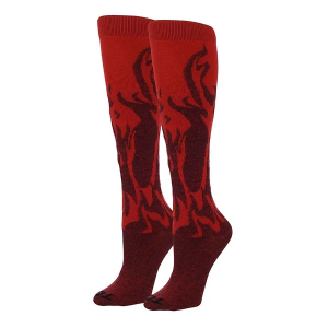 Men's TCK Krazisox Flames Knee Knee High Soccer Socks Medium Red Singles