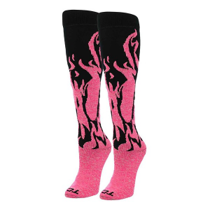 Men's TCK Krazisox Flames Knee Knee High Soccer Socks Medium Pink Singles
