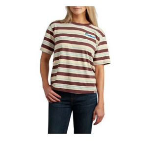 Women's Carhartt Striped Small Logo T-Shirt Medium Barnwood