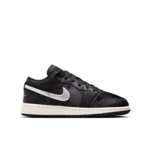 Kids' Air Jordan 1 Low SE Sneakers Big 5 Regular Black/Metallic Silver/Sail/Metallic Gold