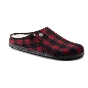 Women's BIRKENSTOCK Zermatt Shearling Casual Slippers Narrow 38 Plaid Red/Natural