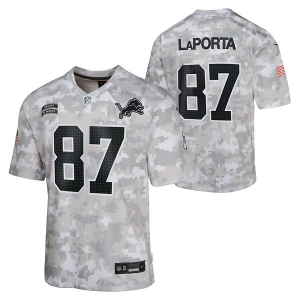 Detroit Lions Sam LaPorta #87 Nike 2024 Salute To Service Kids' Jersey XLarge White