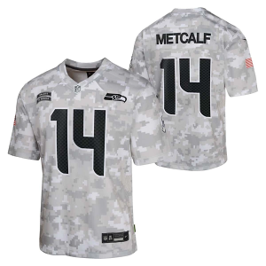 Seattle Seahawks DK Metcalf #13 Nike 2024 Salute To Service Kids' Jersey Medium White