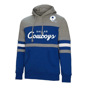 Dallas Cowboys Mitchell and Ness Coach Hoodie Medium Grey Heather