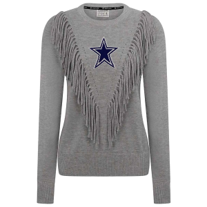 Women's Dallas Cowboys KADYLUXE Fringe Hoodie Large Silver