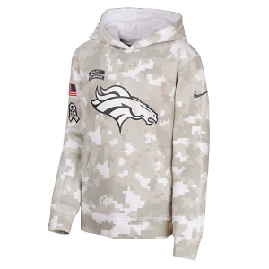 Kids' Denver Broncos Nike 2024 Salute To Service Hoodie Medium White