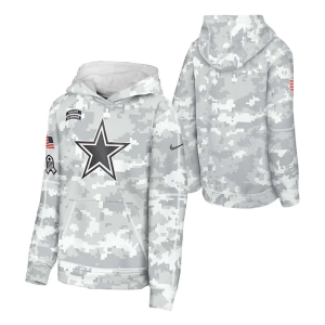 Kids' Dallas Cowboys Nike 2024 Salute to Service Hoodie Small White