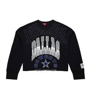 Women's Dallas Cowboys Mitchell and Ness Boxy Long Sleeve T-Shirt Large Black