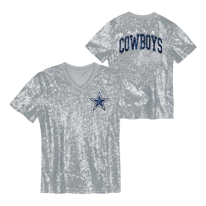 Kids' Girls' Dallas Cowboys Nike Sequin T-Shirt Large Silver