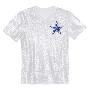Women's Dallas Cowboys Genuine Stuff Sequin T-Shirt Large White