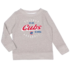 Kids' Girls' Chicago Cubs Soft As A Grape Melange Pops Crew Small Grey Heather
