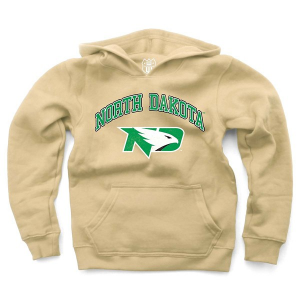 North Dakota Fighting Hawks Wes and Willy Kids Hoodie XLarge Stone