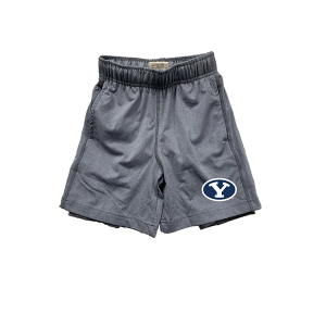 BYU Cougars Wes and Willy BYU 2 In 1 Kids' Shorts Large Heather Grey