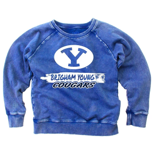 BYU Cougars Wes and Willy Kids Girls' Crew Large Blue