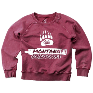 Montana Grizzlies Wes and Willy Kids Girls' Crew Large Maroon