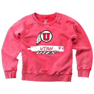 Utah Utes Wes and Willy Kids Girls' Crew Large Cherry