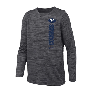 BYU Cougars Nike 2024 Velocity Kids' T-Shirt Medium Dark Grey