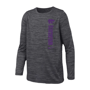 Kansas State Wildcats Nike 2024 Velocity Kids' T-Shirt XLarge Dark Grey