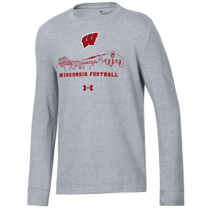 Wisconsin Badgers Under Armour Lott Kids' T-Shirt XLarge Grey Heather