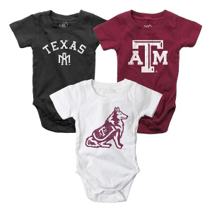 Wes and Willy Baby Texas A&M Aggies Hopper Onesie 3pk