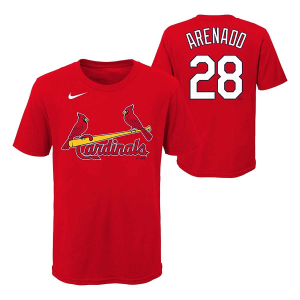 Kids' St. Louis Cardinals Nolan Arenado #28 Name & Number T-Shirt XLarge Red